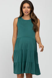 Green Tiered Sleeveless Maternity Dress