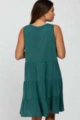 Green Tiered Sleeveless Maternity Dress