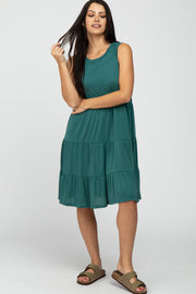 Green Tiered Sleeveless Dress