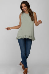 Mint Sleeveless Ruffle Hem Maternity Top