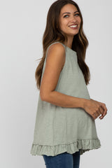 Mint Sleeveless Ruffle Hem Maternity Top