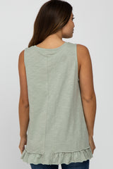 Mint Sleeveless Ruffle Hem Maternity Top