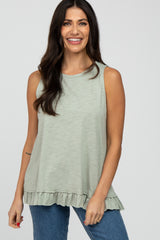 Mint Sleeveless Ruffle Hem Maternity Top