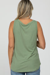 Light Olive Ribbed V-Neck Maternity Tank Top