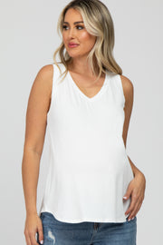 Ivory Ribbed V-Neck Maternity Tank Top