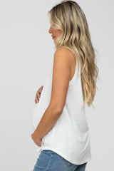 Ivory Ribbed V-Neck Maternity Tank Top