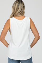 Ivory Ribbed V-Neck Maternity Tank Top