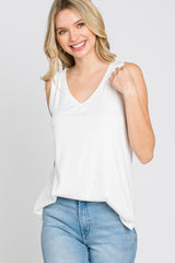 Ivory Ribbed V-Neck Maternity Tank Top