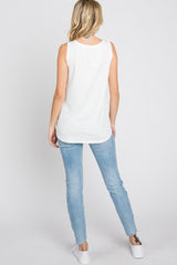 Ivory Ribbed V-Neck Tank Top