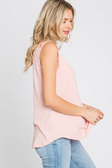 Light Pink Ribbed V-Neck Tank Top