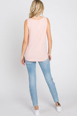 Light Pink Ribbed V-Neck Tank Top