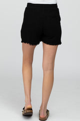 Black Fringe Hem Maternity Shorts