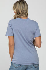 Blue Heathered V-Neck Maternity Top