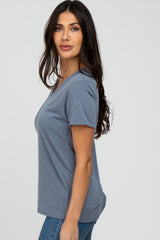 Charcoal Heathered V-Neck Top