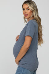 Charcoal Heathered V-Neck Maternity Top