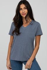 Charcoal Heathered V-Neck Maternity Top