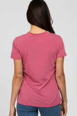 Mauve Heathered V-Neck Top