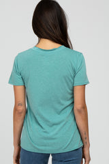 Mint Heathered V-Neck Top