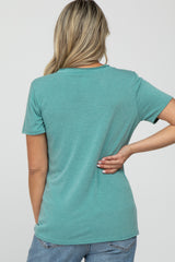 Mint Heathered V-Neck Maternity Top