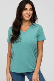 Mint Heathered V-Neck Top