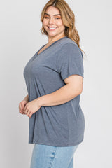 Charcoal Heathered V-Neck Plus Top