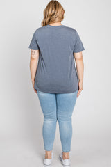 Charcoal Heathered V-Neck Plus Top