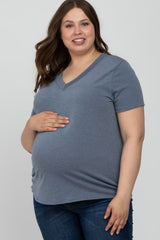 Charcoal Heathered V-Neck Plus Maternity Top