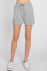 Heather Grey Distressed Drawstring Lounge Shorts