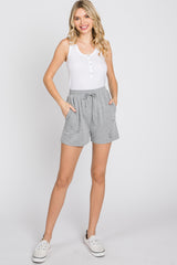 Heather Grey Distressed Drawstring Lounge Shorts