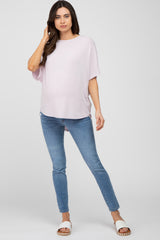 Lavender Dolman Sleeve Terry Maternity Top