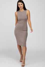 Mocha Fitted Sleeveless Dress