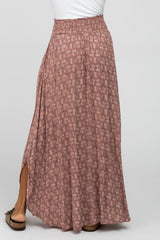 Mauve Floral Smocked Waist Maxi Skirt