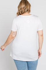 White V-Neck Short Sleeve Plus Top