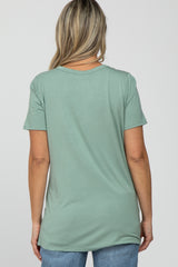 Mint Green V-Neck Short Sleeve Maternity Top