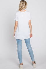 White V-Neck Short Sleeve Top