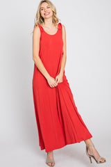 Rust Tie Strap Side Slit Maxi Dress