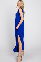 Royal Blue Tie Strap Side Slit Maxi Dress