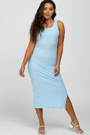 Light Blue Ribbed Midi Dress