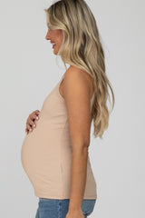 Taupe Ribbed Maternity Tank Top