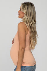 Peach Ribbed Maternity Tank Top