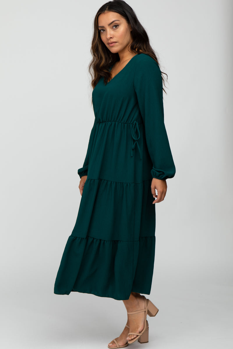 Forest Green Long Sleeve Tiered Maxi Dress – PinkBlush