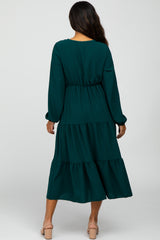 Forest Green Long Sleeve Tiered Maxi Dress