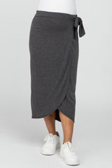 Charcoal Wrap Maternity Midi Skirt