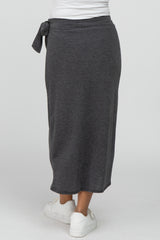 Charcoal Wrap Maternity Midi Skirt