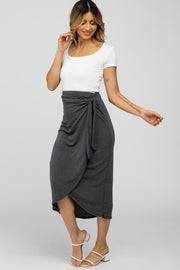 Charcoal Wrap Midi Skirt