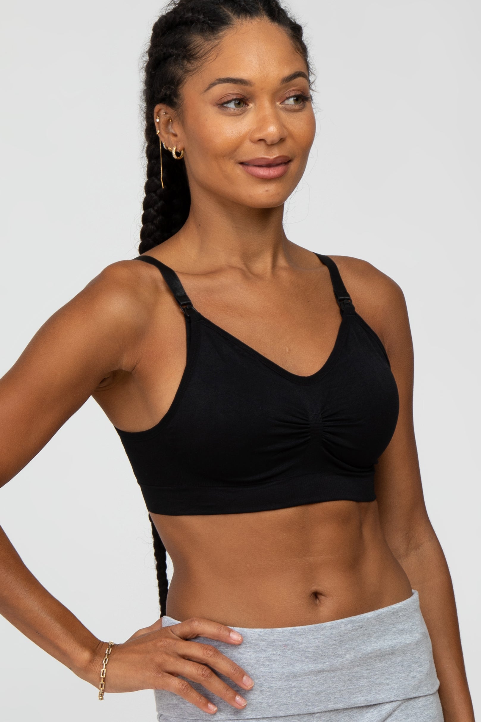 Black Triangle Cut Out Maternity Sports Bra– PinkBlush