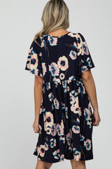 Navy Floral Babydoll Maternity Mini Dress