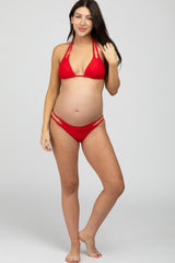 Red Strappy Maternity Bikini Set