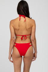 Red Strappy Bikini Set