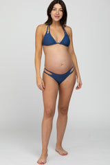 Blue Strappy Maternity Bikini Set